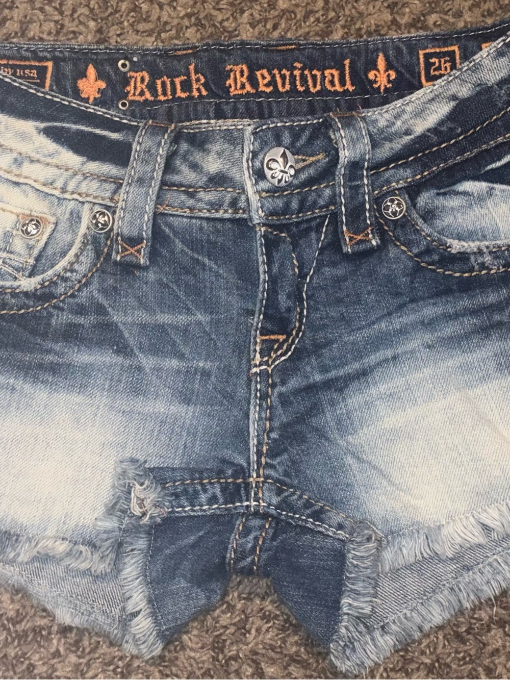 Rock Revival Distressed Blue Denim Slim Shorts